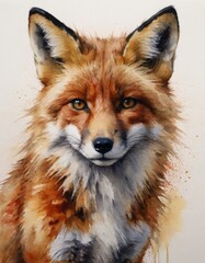 Fototapeta premium Realistic watercolor painting of a fox