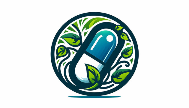 Medical A circular capsule icon with vines wrapping around it, symbolizing the intertwining of health and n4
