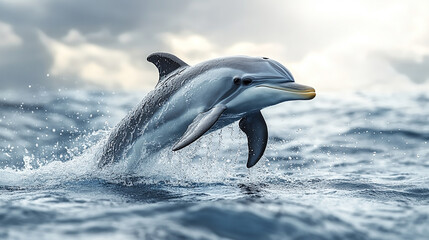 Obraz premium dolphin is leaping out of the water, with splashes. 