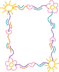 Doodle kids frame, hand drawn scribble decoration border for kindergarten or school album photo. Chidren crayon drawing. Cute color pencil ornament, 