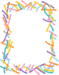 Doodle kids frame, hand drawn scribble decoration border for kindergarten or school album photo. Chidren crayon drawing. Cute color pencil ornament, 