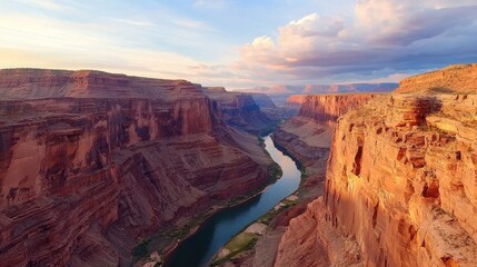 Breathtaking river canyon view grand canyon nature landscape sunset