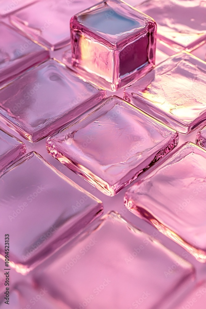 Aufkleber pink glass cubes creating an abstract geometric pattern