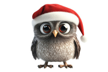 Fototapeta premium Festive owl with santa hat holiday celebration digital art whimsical close-up fun