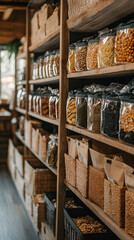 Fototapeta premium Zero Waste Store Featuring Bulk Food in Sustainable Packaging 