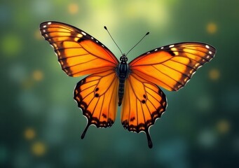 Fototapeta premium Colorful butterfly perched on a vibrant flower in a lush garden during golden hour