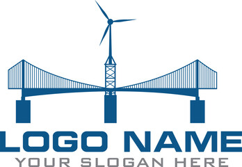 Bridge and wind turbine hi-res stock logo download
