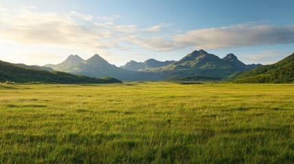 Fototapeta premium Breathtaking mountain landscape open field nature photography scenic view