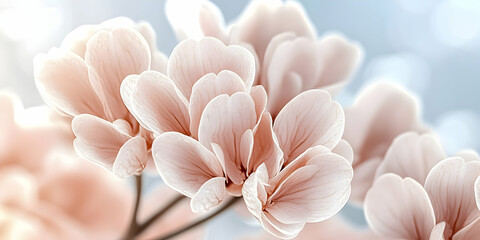 Fototapeta premium Soft Pink Blossom Petals Gracefully Unfurl in a Dreamy, Artistic Close-up