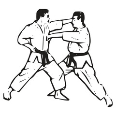 Kung Fu Players Martial Artists front position vector art.