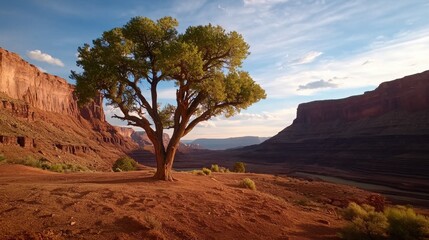 Majestic tree standing alone canyon view nature photography serenity