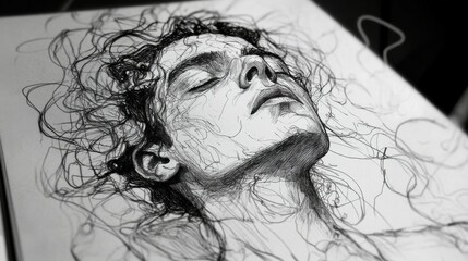 Fototapeta premium Sketch or scribble made on paper while daydreaming or multitasking.