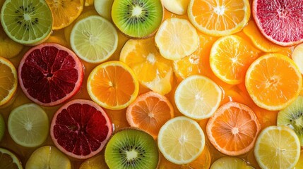 Sliced fruit arranged in a beautiful pattern.