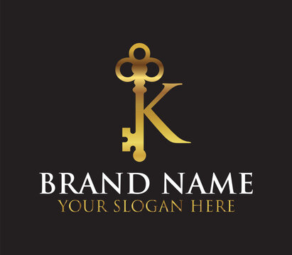 combination of letter K logo and key vector logo design
