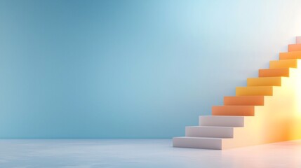 Fototapeta premium Glowing Polygonal Stairs Representing Career and Business Growth
