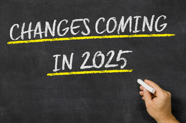 Fototapeta premium Changes Coming in 2025 written on a blackboard