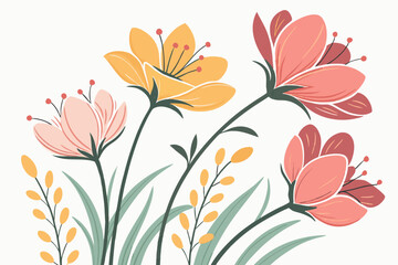 Watercolor Flowers in Pink, Orange, and Yellow