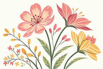 Watercolor Flowers in Pink, Orange, and Yellow