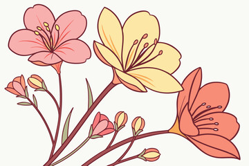 Watercolor Flowers in Pink, Orange, and Yellow