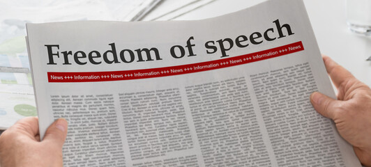 Newspaper with the headline Freedom of speech