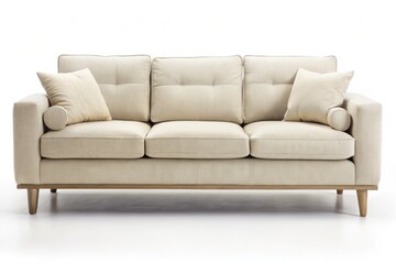 Elegant Light Beige Sofa on a White Background - Modern Interior Design Inspiration for Cozy Living Spaces and Contemporary Home Decor Ideas