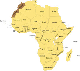 Obraz premium Vector illustration of the detailed national location map of MOROCCO within the great continent of Africa