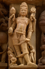 statue parshwanath temple, khajuraho, madhya pradesh, India, Asia