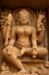 Sculpture at Laxman Temple, Khajuraho, madhya pradesh, India, Asia