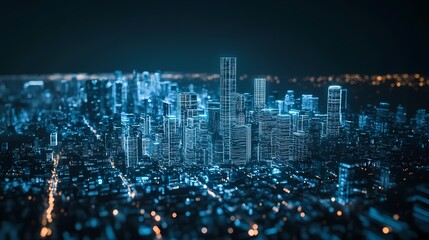 Obraz premium Digital technology X-ray city architecture illustration poster background