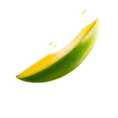 A slice of green mango isolated on white background