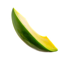 A slice of green mango isolated on white background