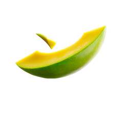 A slice of green mango isolated on white background