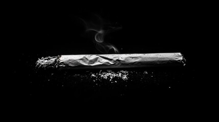 Cigarette with smoke on a black background symbolizing anti-smoking campaigns and efforts towards tobacco cessation awareness