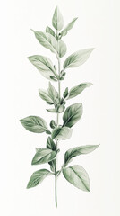 Fototapeta premium Salvia Sage detailed hand drawn pastel watercolor botanical image, medicinal herbs, light background. Generative AI