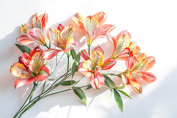 Obraz premium Bouquet of flowers with a white background. Concept of warmth and happiness