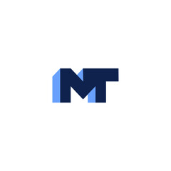 Initial MT, TM letter 3D flat branding logo.