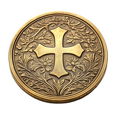  Magnificent Cross pocket coin  Isolated On Transparent Background 