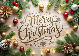 Merry Christmas Text - Holiday Calligraphic Inscription Featuring Handwritten Lettering in Festive Colors with Decorative Elements and Cozy Holiday Vibes for Seasonal Celebrations