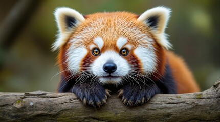 Fototapeta premium portrait of a red panda in the nature animal photography
