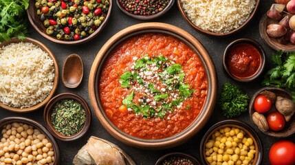 Fresh and Vibrant Food Presentation in a Rustic Style