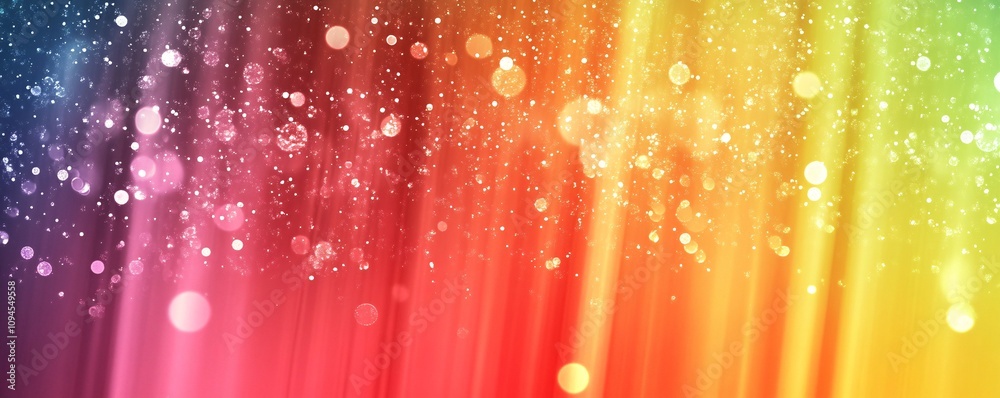 Poster colorful rainbow stripes background with sparkling glittering bokeh lights