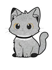 cartoon cat gray with necklace 