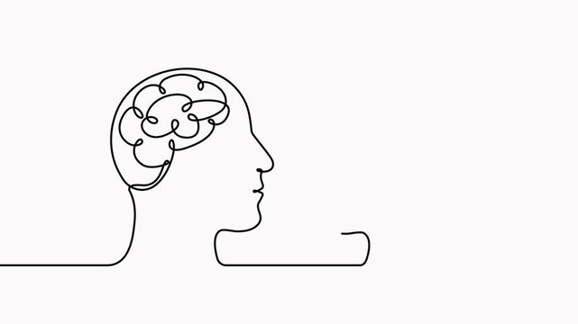 Robot vs human continuous line drawing animation. Future technology concept animated video.