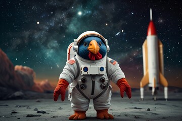 Bird turkey in an astronaut suit in space AI generated