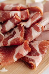 dried meat sliced on the table