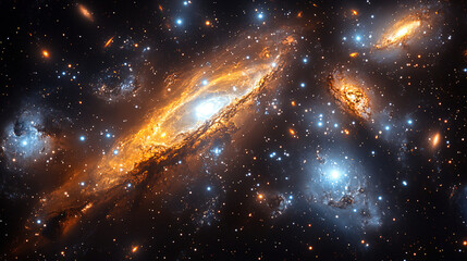 Exploration of distant galaxies showcasing vibrant colors and intricate details in the cosmos at the edge of the universe. Generative AI