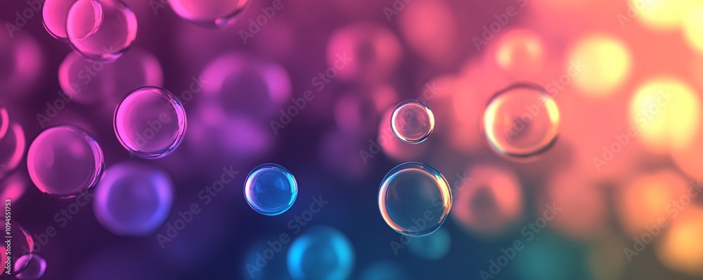 Aufkleber colorful bubbles floating on a gradient background