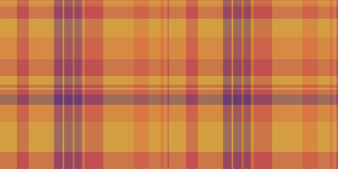 Yard background seamless textile, jersey tartan plaid fabric. Father vector texture pattern check in orange and red colors.