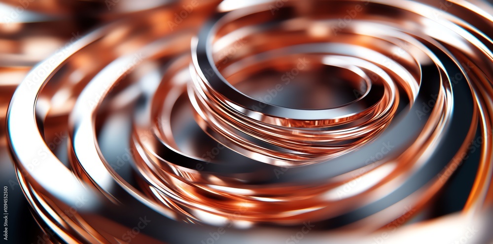 Aufkleber Abstract swirling metallic coils creating a dynamic visual effect.
