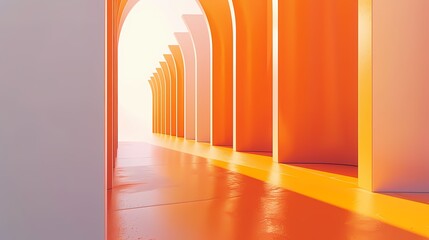 Fototapeta premium Digital technology Orange abstract 3d circular arch illustration poster background